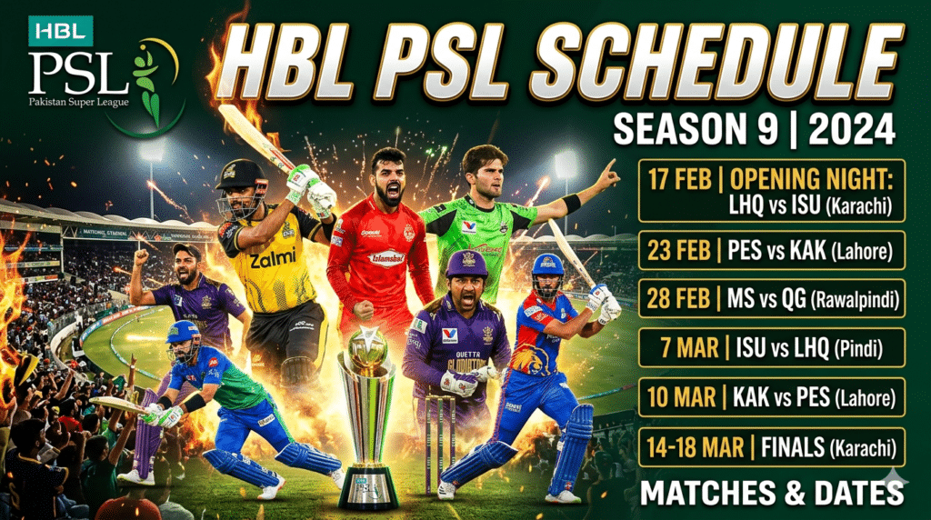 HBL PSL 2026 Schedule: Full Match List, Dates & Venues